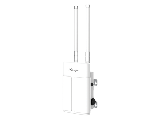 Milesight UG67 gateway mounted on a pole outdoors